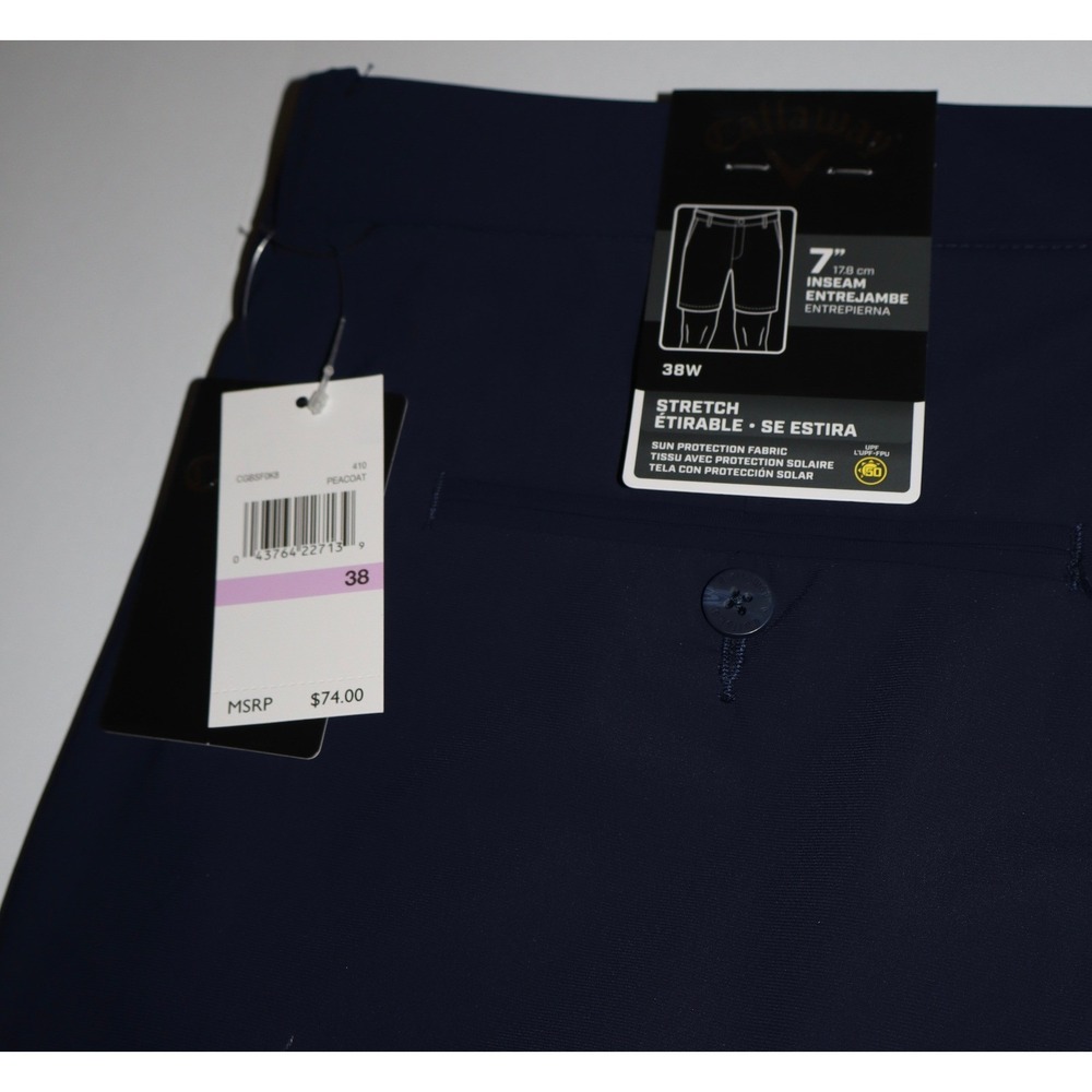 Callaway Mens Golf Shorts 38W Peacoat Navy Blue Stretch 7" Inseam UPF 50 NEW - Picture 11 of 12
